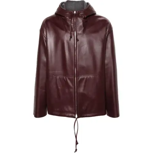 Bottega Veneta SS24 Leather Jacket Men's Red Brown