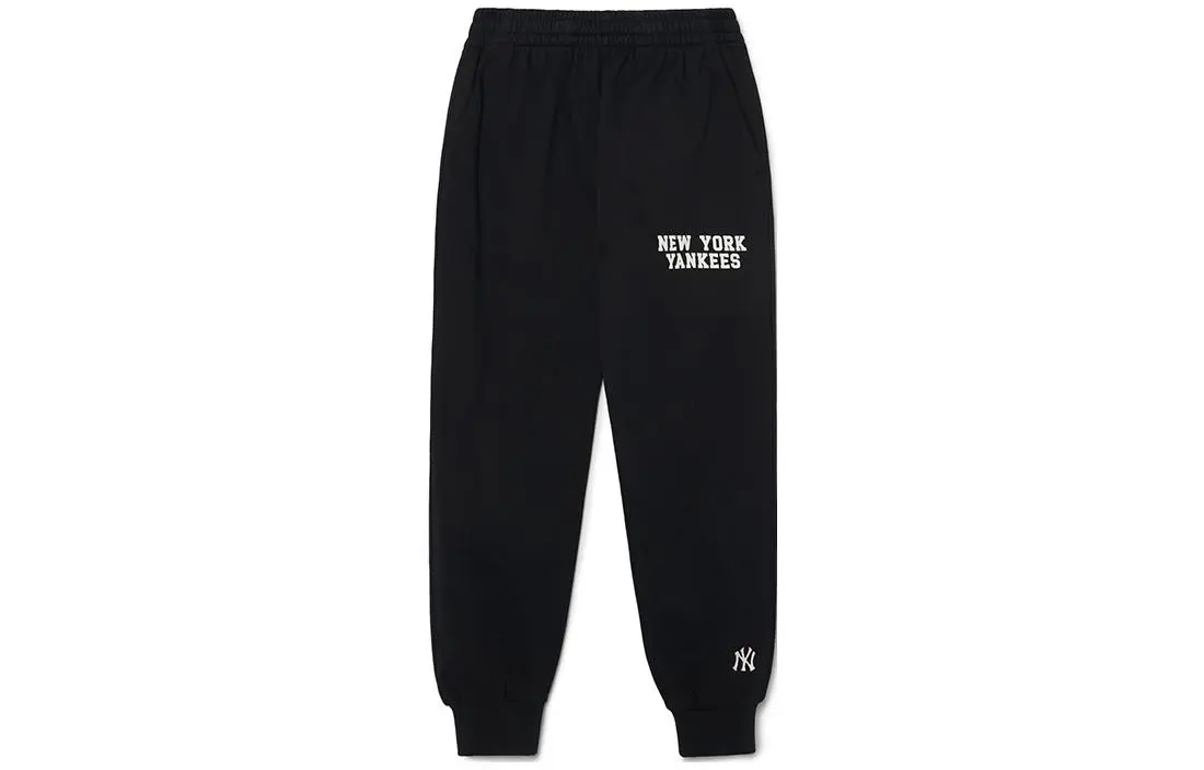 MLB New York Yankees Knitted Sweatpants Unisex Black Moderate Cuffed Pants