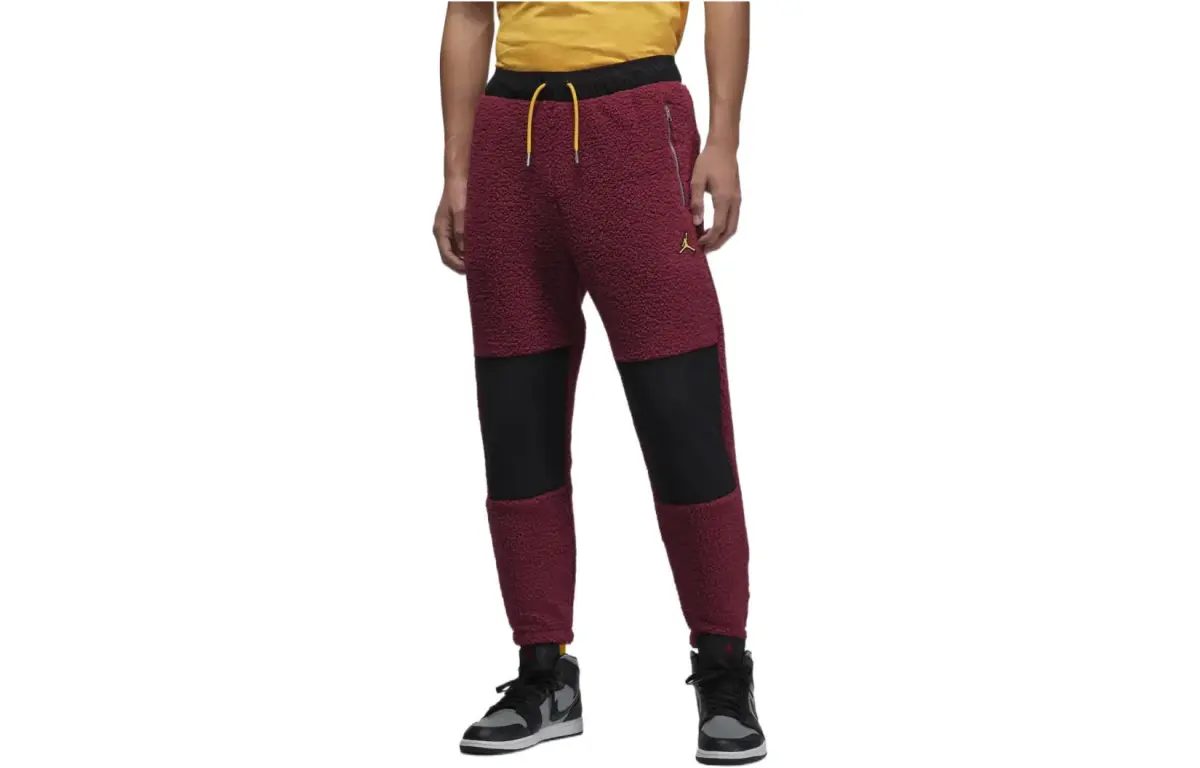 Jordan Knitted Sweatpants Men's Red Moderate Cuffed Pants