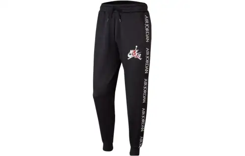 Jordan Knitted Sweatpants Men's Black Moderate Cuffed Pants