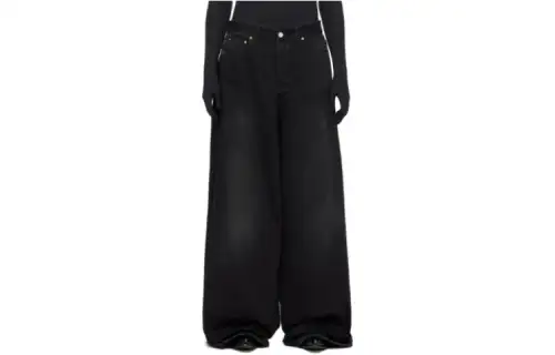 Vetements Jeans Men's Black Moderate Wide Leg Pants