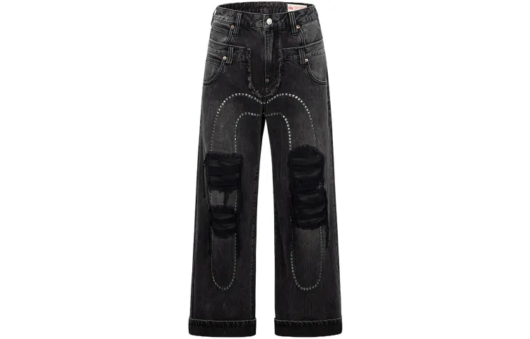EVISU Jeans Men's Denim Black Moderate Wide Leg Pants