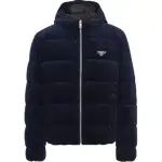 PRADA SS24 Cropped Corduroy Down Jacket Jackets & Coats Men's Blue