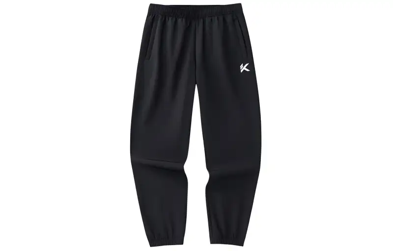 Anta Basketball Collection Solid Color Fleece Lined Fitness Stretch Elastic Cuff Knitted Sweatpants Men's Basic Black
