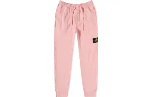 STONE ISLAND Knitted Sweatpants Men's Pink Moderate Cuffed Pants