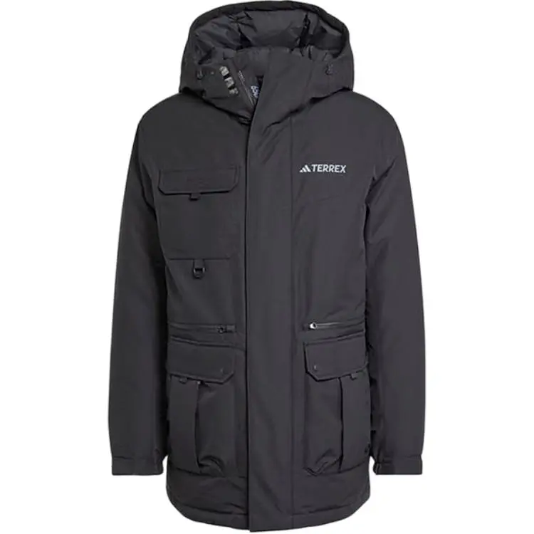 Adidas Down Jackets Men's Black Hooded Moderate Down Jacket