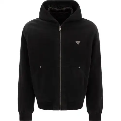 PRADA Zipped Denim Hooded Jacket