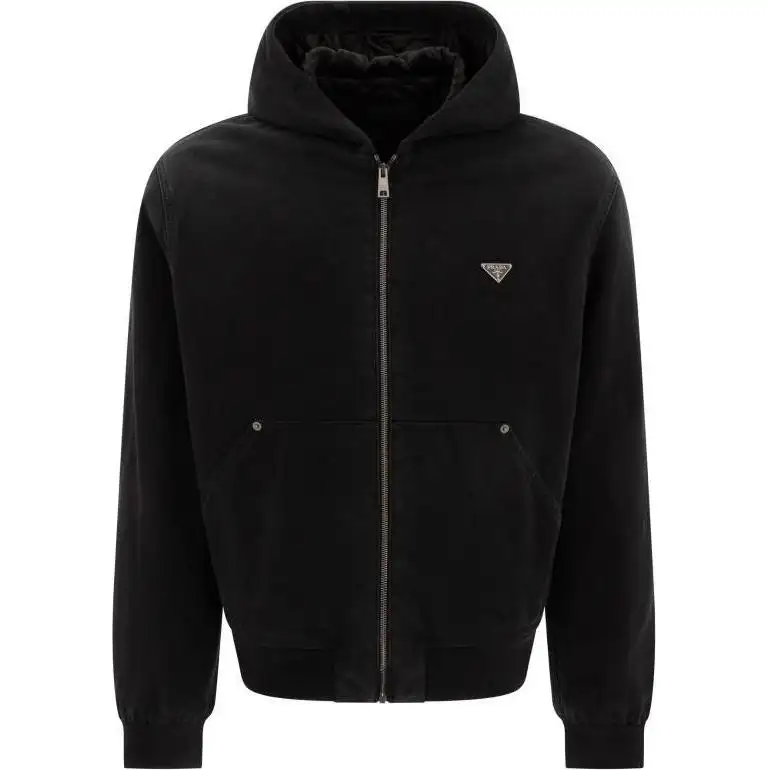 PRADA Zipped Denim Hooded Jacket