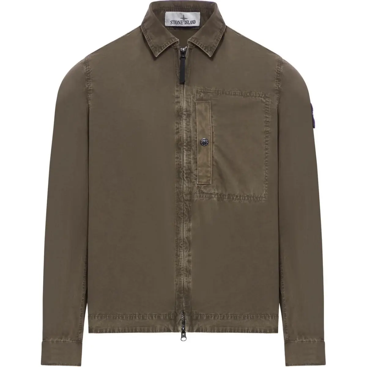 STONE ISLAND Compass Patch Zip Up Shirt Jacket