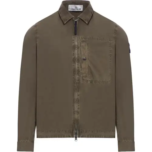 STONE ISLAND Compass Patch Zip Up Shirt Jacket