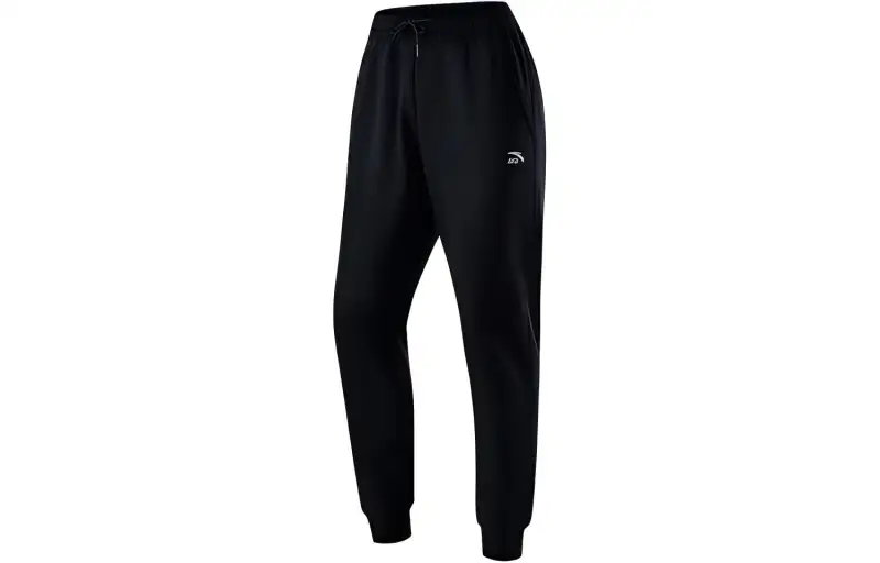 ANTA Knitted Sweatpants Men's Black Moderate Cuffed Pants