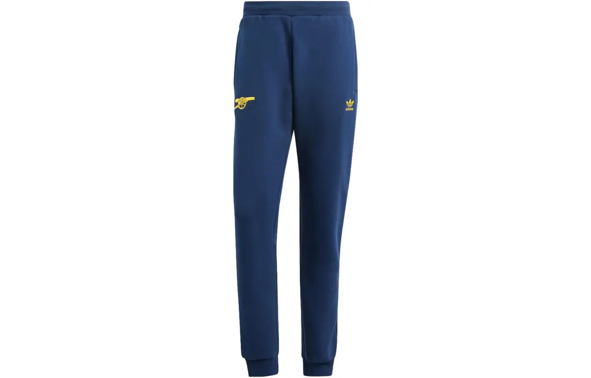 Adidas Originals Essential ARSENAL ESSENTIALS TREFOIL PANTS Knitted Sweatpants Men's College Navy/Tribal Yellow