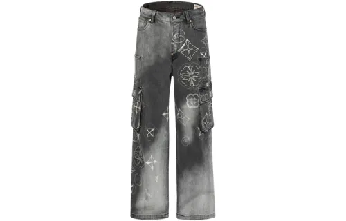 EVISU Jeans Men's Denim Black Moderate Wide Leg Pants