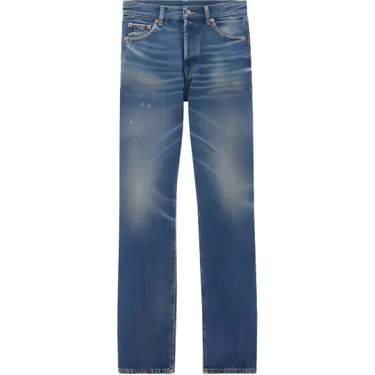 SAINT LAURENT Logo Patch Straight Leg Jeans