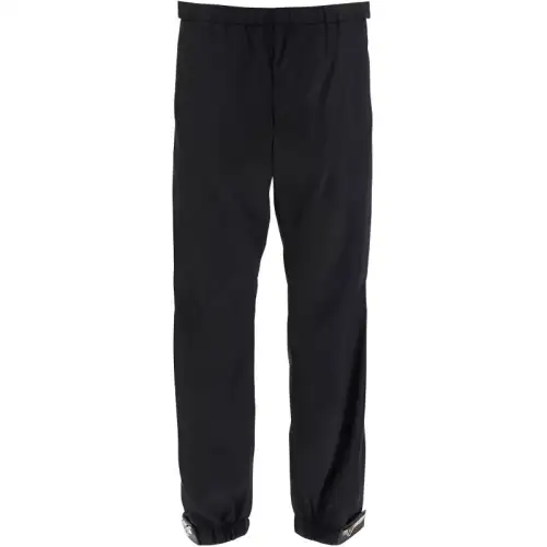 PRADA Knitted Sweatpants Men's Black Moderate Cuffed Pants