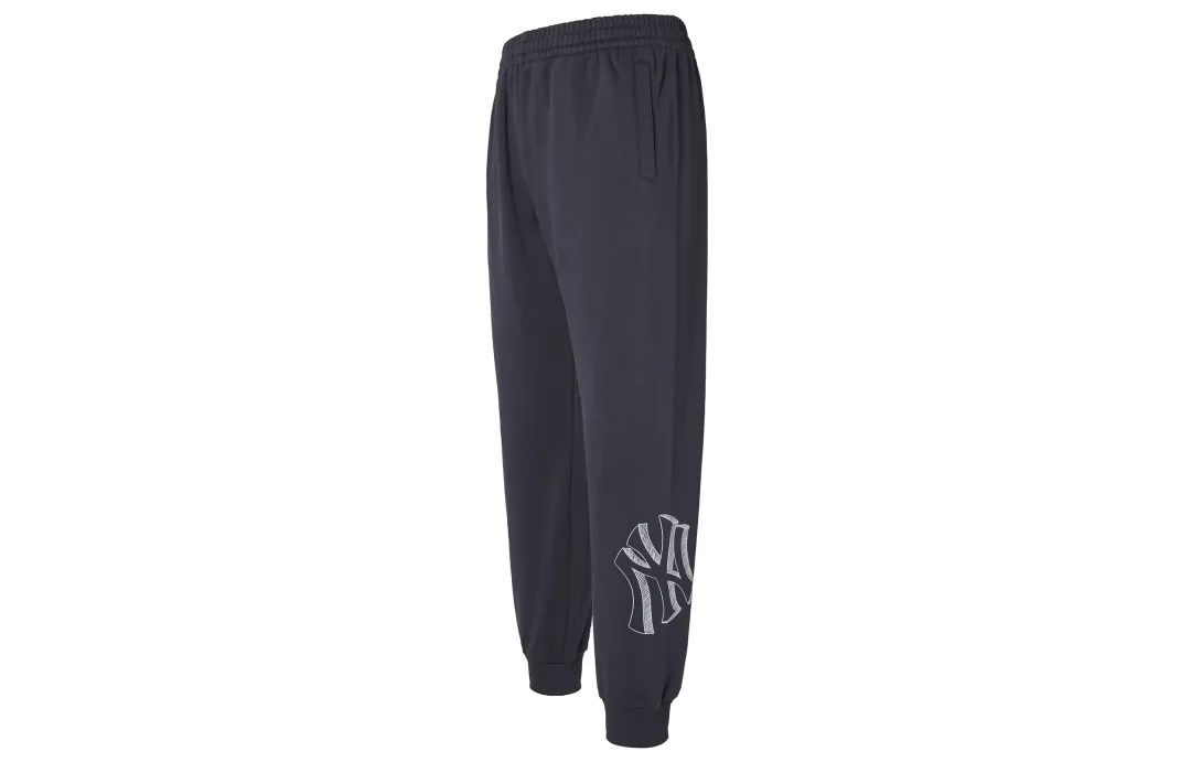 MLB New York Yankees Knitted Sweatpants Unisex Charcoal Wood Gray Moderate Cuffed Pants