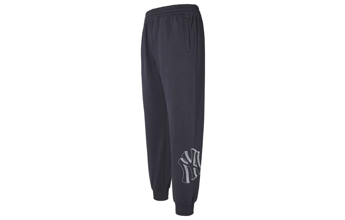 MLB New York Yankees Knitted Sweatpants Unisex Charcoal Wood Gray Moderate Cuffed Pants