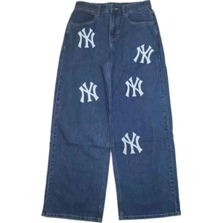 MLB Jeans Unisex Blue Moderate Straight Fit Pants