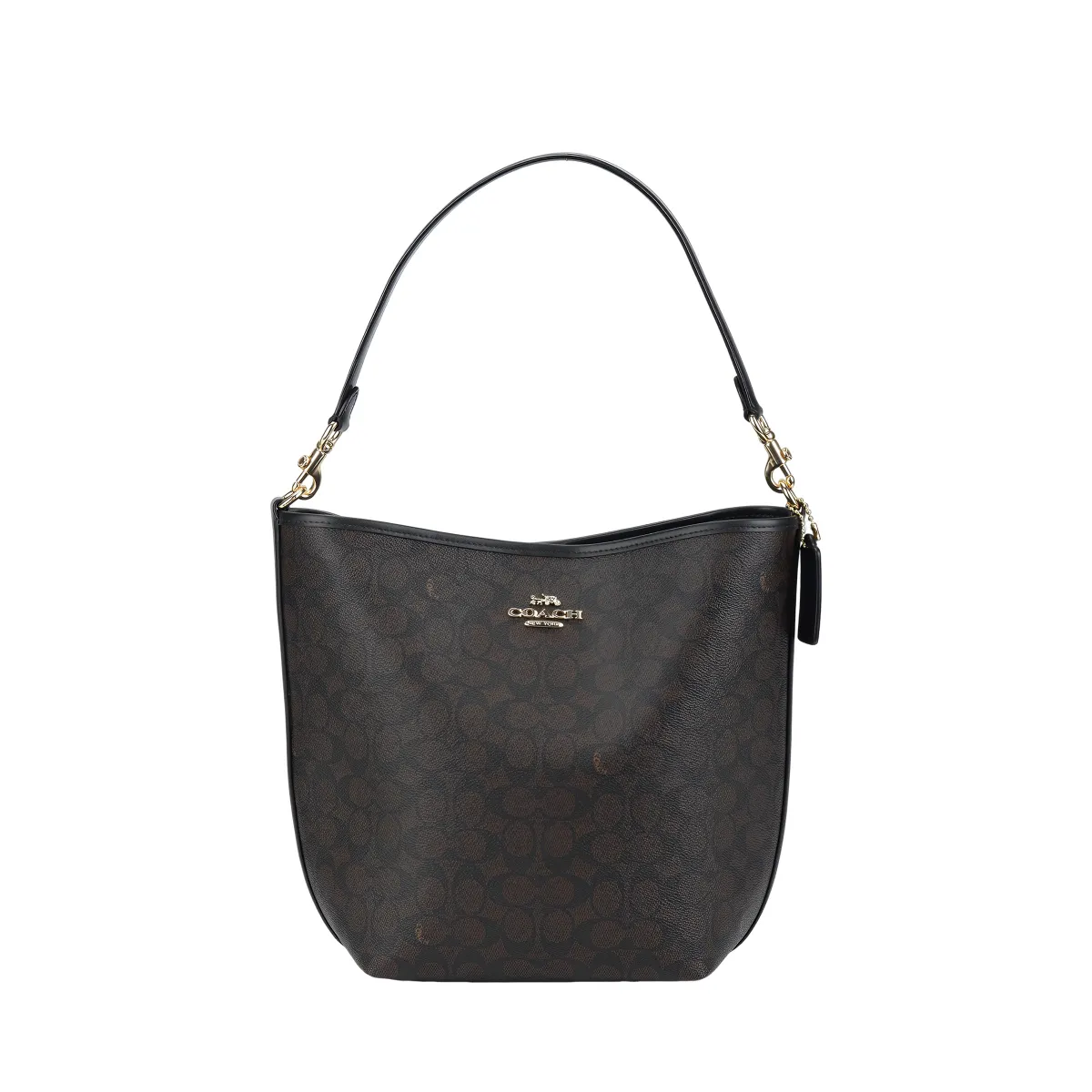 COACH City Bucket Canvas With Leather Handbag Large Women's Black