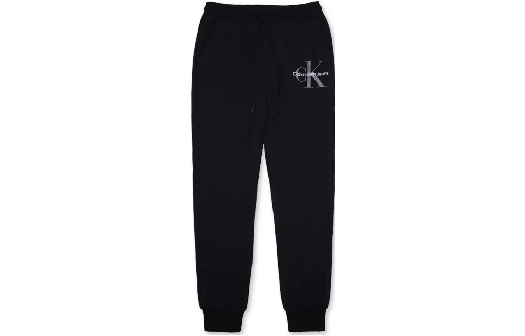 CALVIN KLEIN Letter Logo Print Bouquet With Flocked Sole Knitted Sweatpants Men's Black