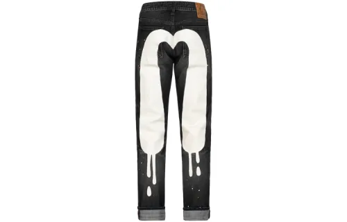 EVISU Jeans Men's Black Moderate Straight Fit Pants