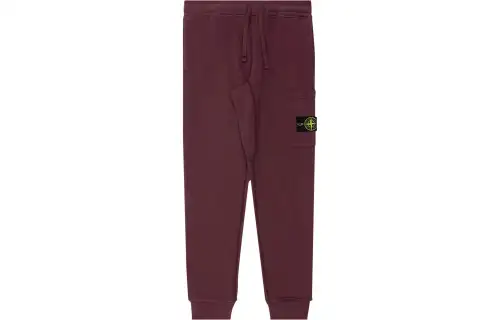 STONE ISLAND Knitted Sweatpants Unisex Dark Burgundy Moderate Cuffed Pants