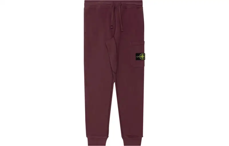 STONE ISLAND Knitted Sweatpants Unisex Dark Burgundy Moderate Cuffed Pants