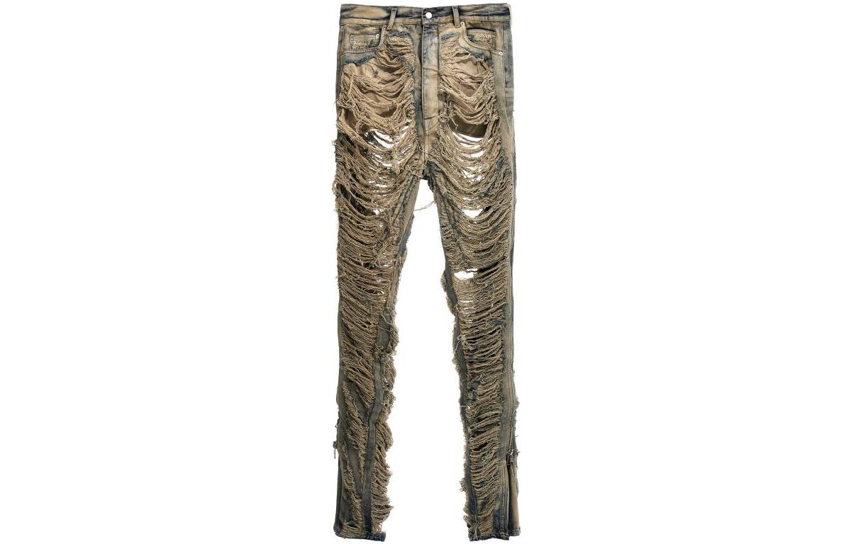 RICK OWENS Distressed Zip Detailed Jeans
