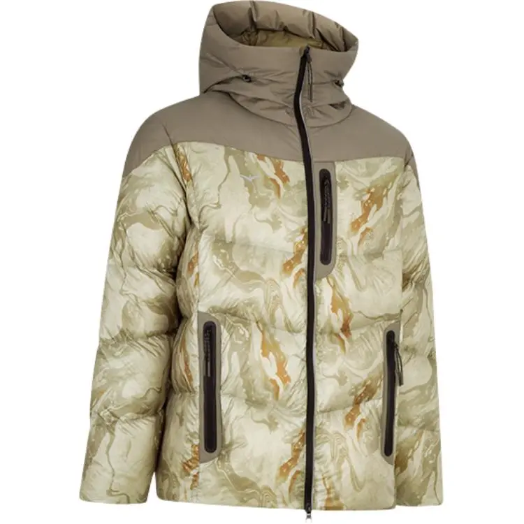 HOKA ONE ONE Down Jacket Men's Olive Green With Print