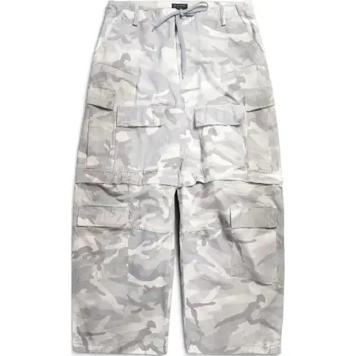 Balenciaga Cargo Pants, Loose Fit Men's Light Gray