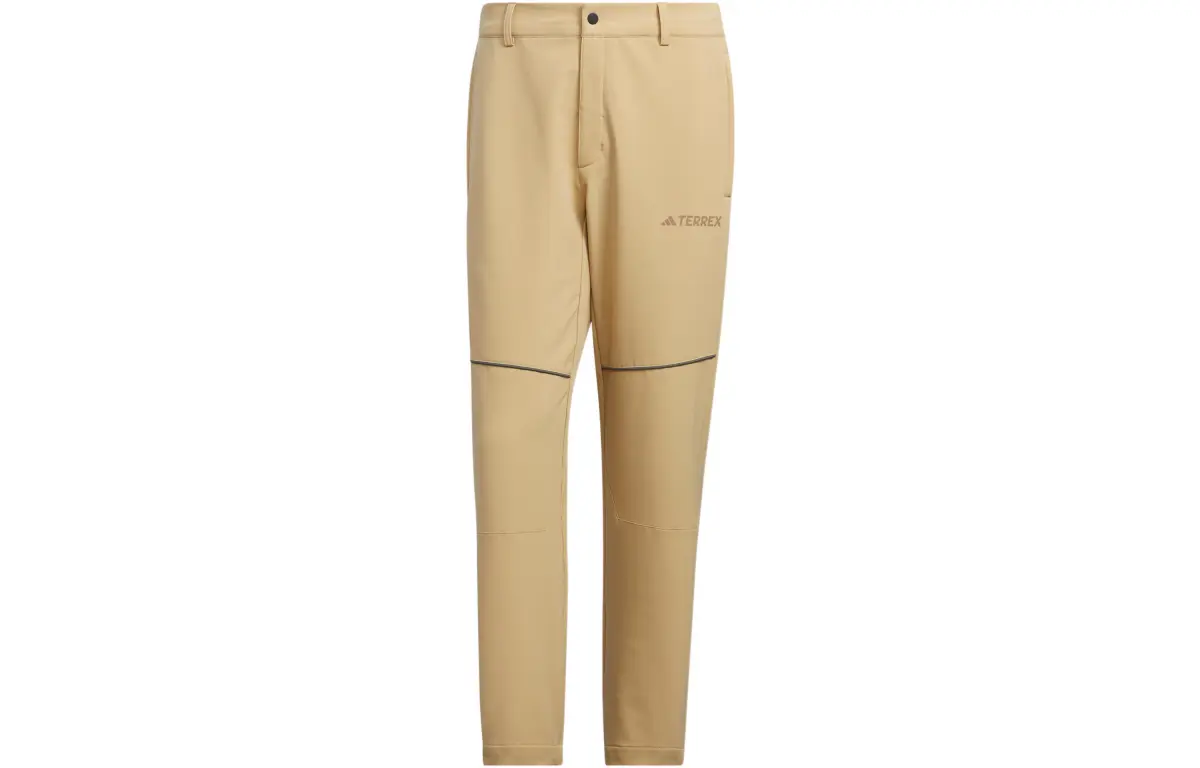 Adidas Knitted Sweatpants Men's Khaki Moderate Straight Fit Pants