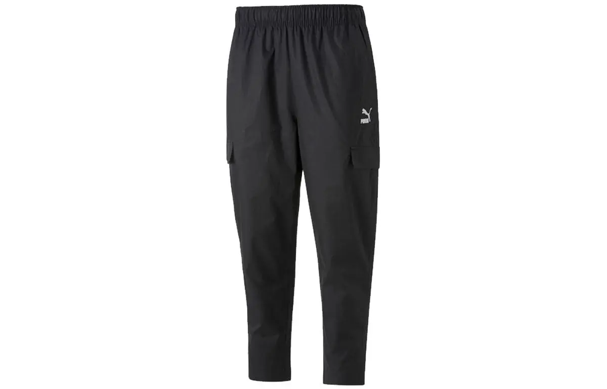 PUMA Knitted Sweatpants Men's Black Moderate Straight Fit Pants