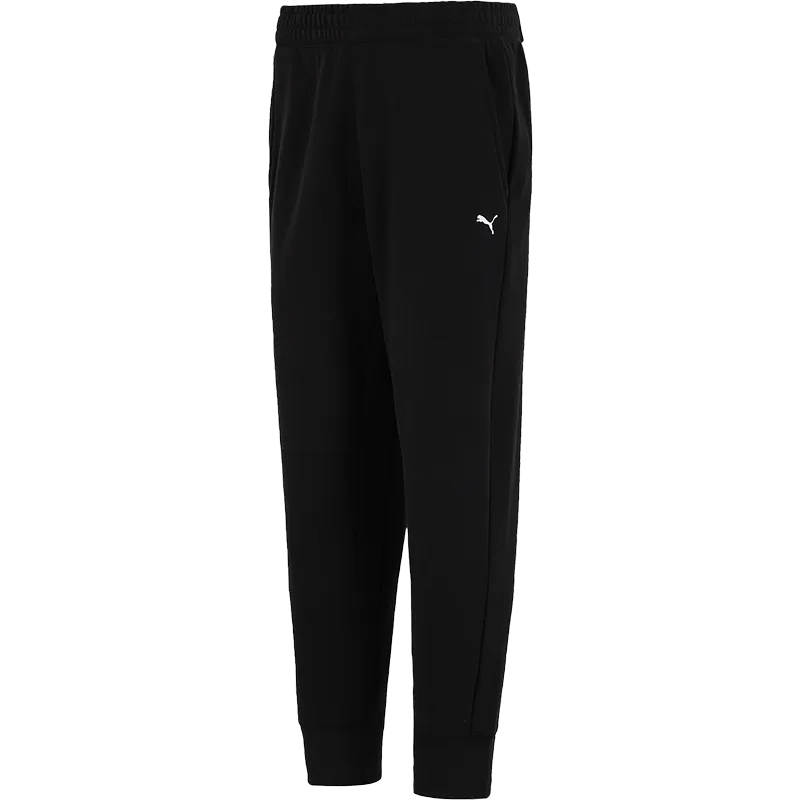 PUMA Logo Label Elastic Waistband Elastic Cuff Fleece Lined Knitted Sweatpants Men's Black