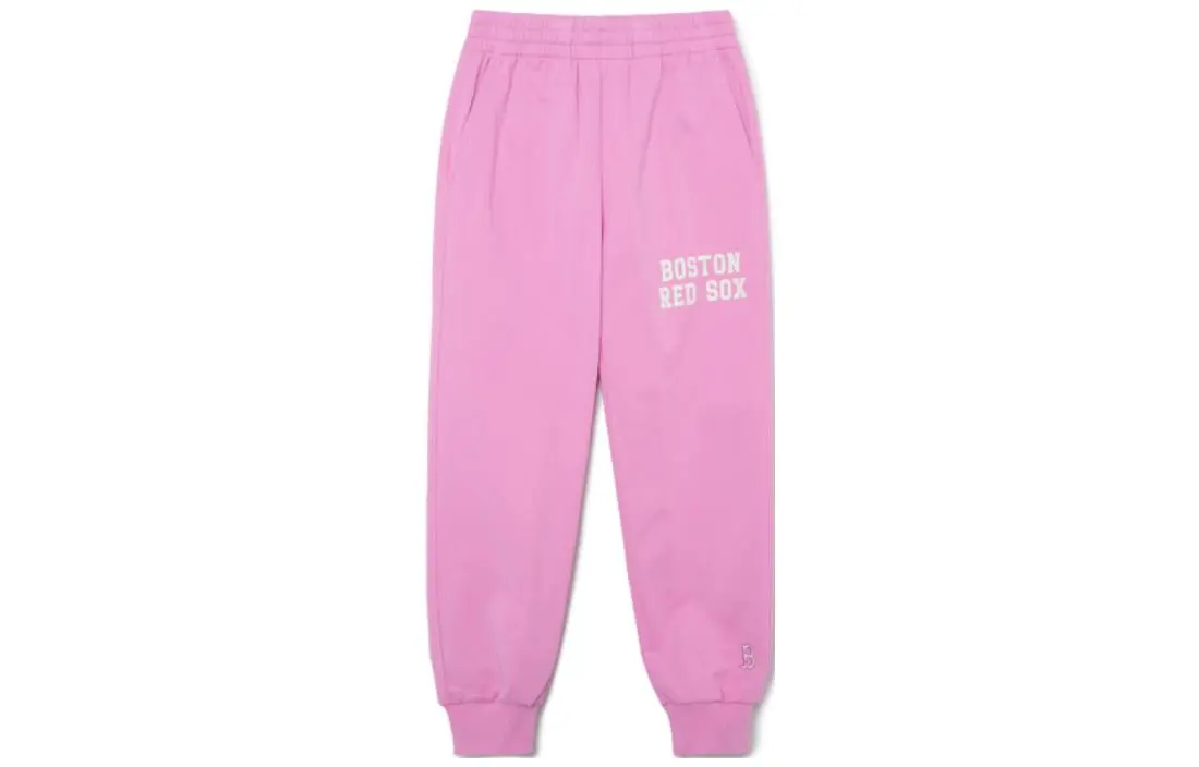 MLB Boston Red Sox Knitted Sweatpants Unisex Pink Moderate Cuffed Pants