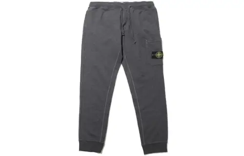 STONE ISLAND Knitted Sweatpants Men's Dark Gray Moderate Cuffed Pants