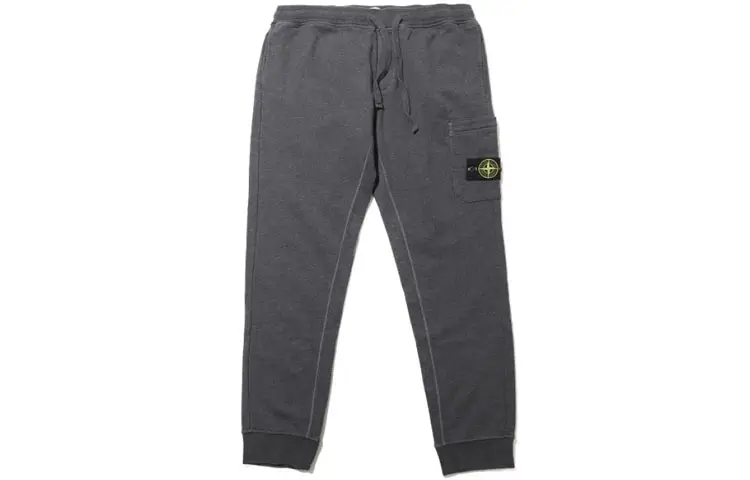 STONE ISLAND Knitted Sweatpants Men's Dark Gray Moderate Cuffed Pants