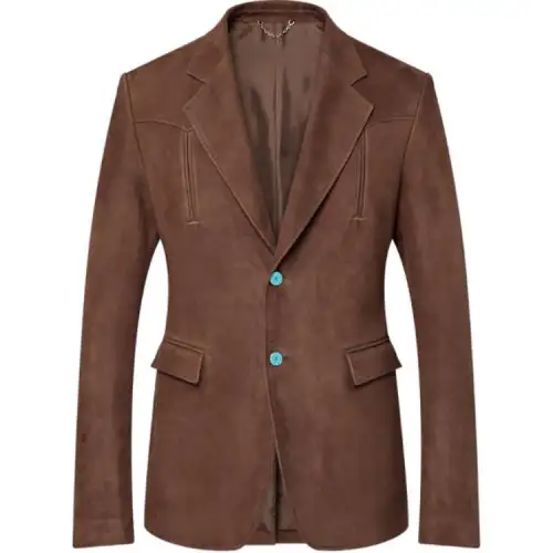 LOUIS VUITTON Single-Breasted Nubuck Leather Jacket