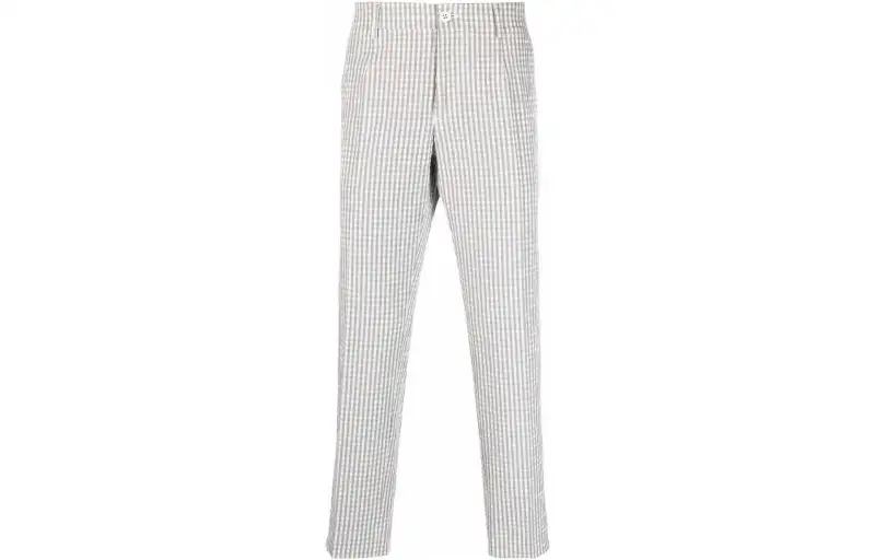 gingham-check trousers