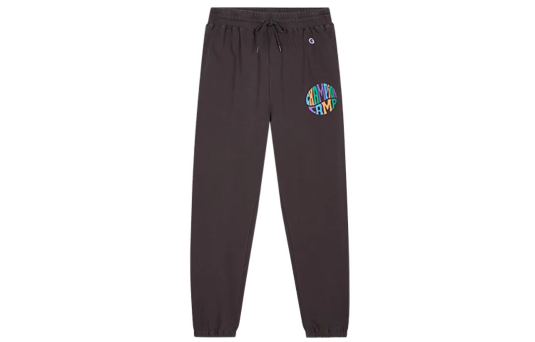 Champion Thickened And Fleece Lined Print Letter Logo Pants With Drawstring And Elastic Cuff Knitted Sweatpants