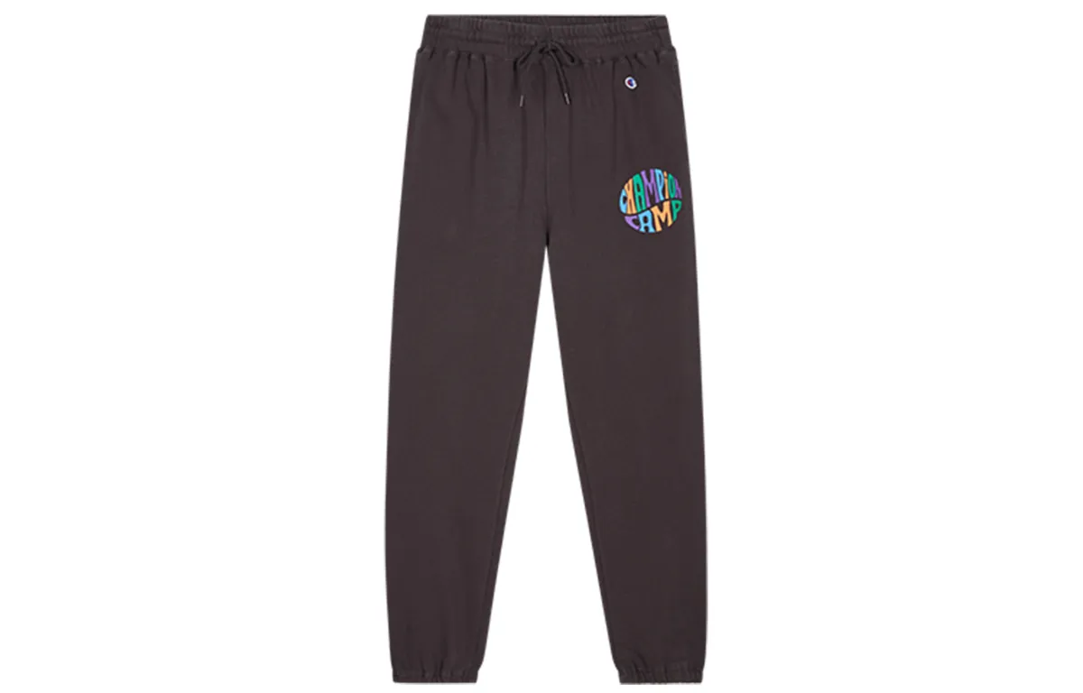 Champion Thickened And Fleece Lined Print Letter Logo Pants With Drawstring And Elastic Cuff Knitted Sweatpants
