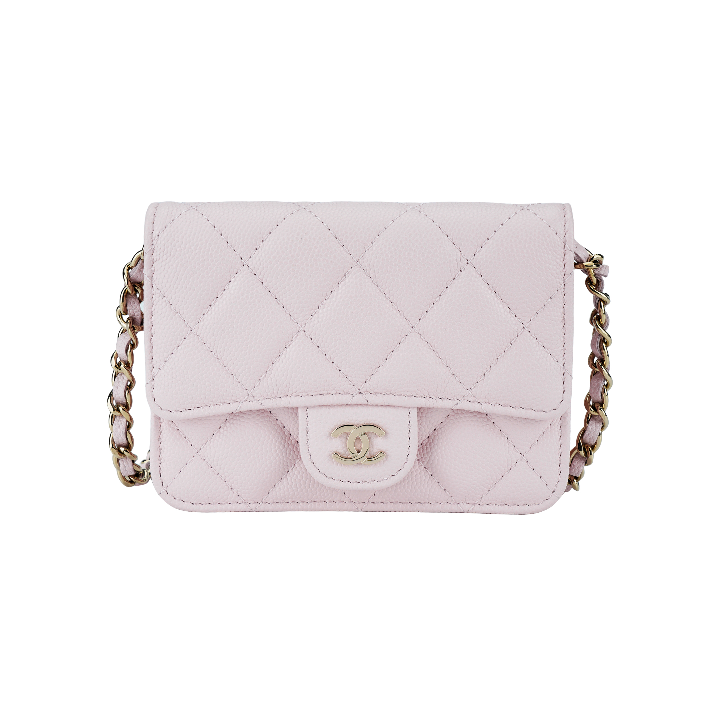CHANEL 22SS Grain Cow Leather Material Gold Metal Evening Bag, Coin Purse, Shoulder Bag, Crossbody Bag Mini Women's