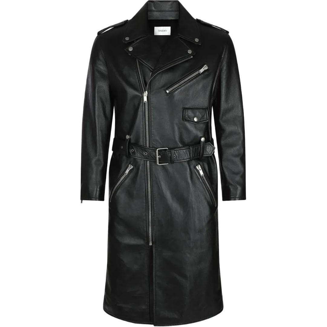 SAINT LAURENT Zip-Up Belted Coat