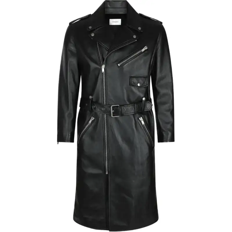 SAINT LAURENT Zip-Up Belted Coat