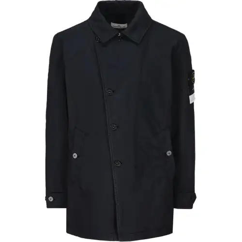 STONE ISLAND Compass Patch Long Sleeved Button Up Coat