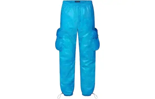 LOUIS VUITTON Knitted Sweatpants Men's Blue Moderate Cuffed Pants