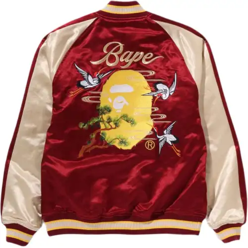 A BATHING APE Japanese souvenir, human head, double-sided long-sleeve, jacket for men and women, with embroidery, print