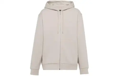 PRADA Cotton And Cashmere Hoodie Jackets & Coats Men's Chalk White