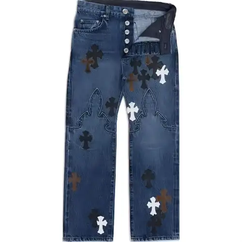 Chrome Hearts Fleur Knee Cross Patch Jeans