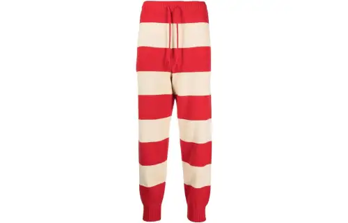 GUCCI Knitted Sweatpants Men's Red Moderate Cuffed Pants
