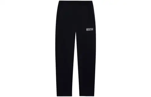 Li Ning Sports Life Collection Solid Color Casual Fleece Lined Straight Fit Mid Rise Knitted Sweatpants Men's Black A